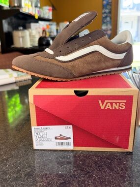 Vans Super Lowpro Suede Sneaker in Brown and White